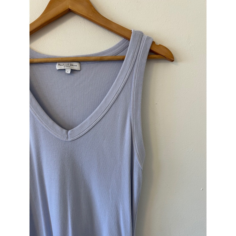 Michael Stars Esme Ribbed V-Neck Cotton Midi Dress | Size Large - Picture 4 of 9